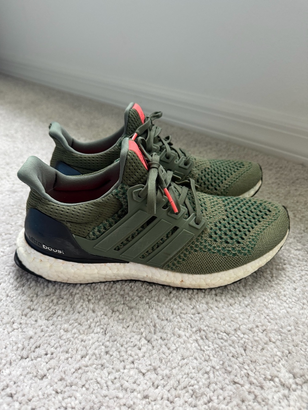 Adidas Ultra Boost 1.0 Base Green Olive Running Shoes Size 7.5